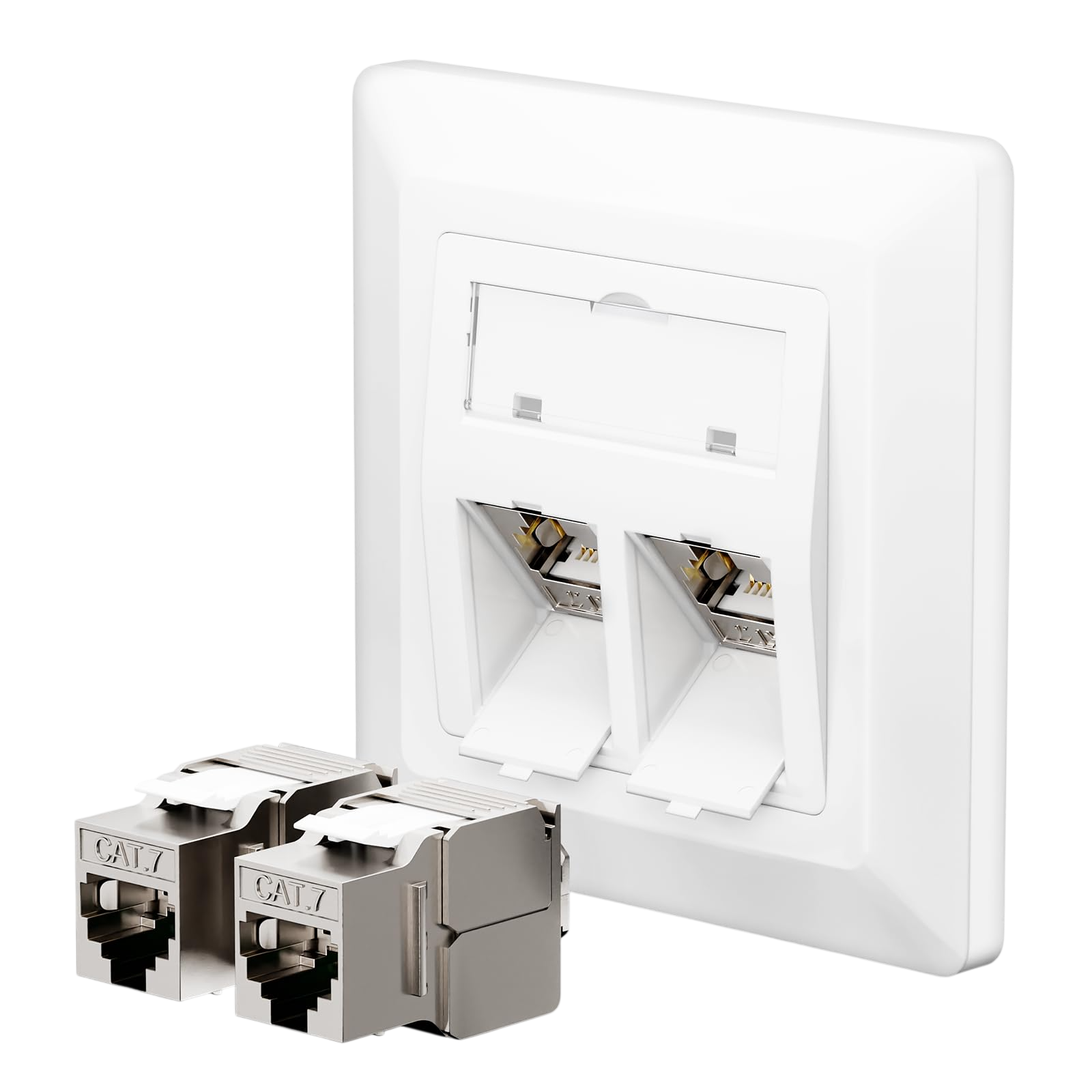 CAT7 Double Port RJ45 Wall Outlet