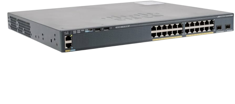Cisco WS-C2960X-24PS-L 1U rack switch – front view