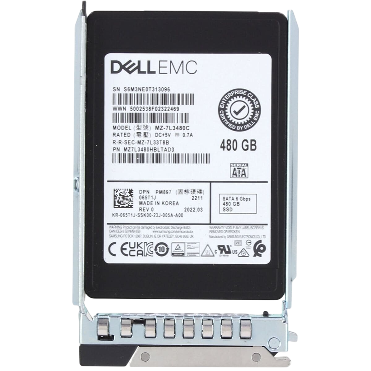 Dell EMC 480GB SATA SSD 2.5" SFF – front view