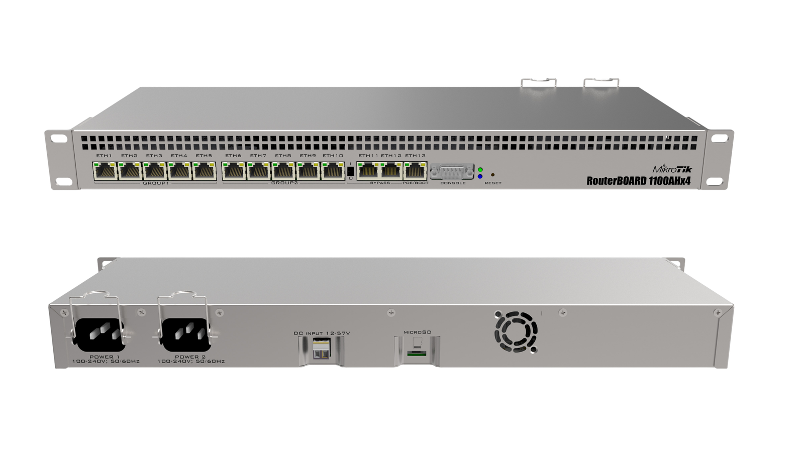 Mikrotik RB1100AHx4 1U rack router – front view